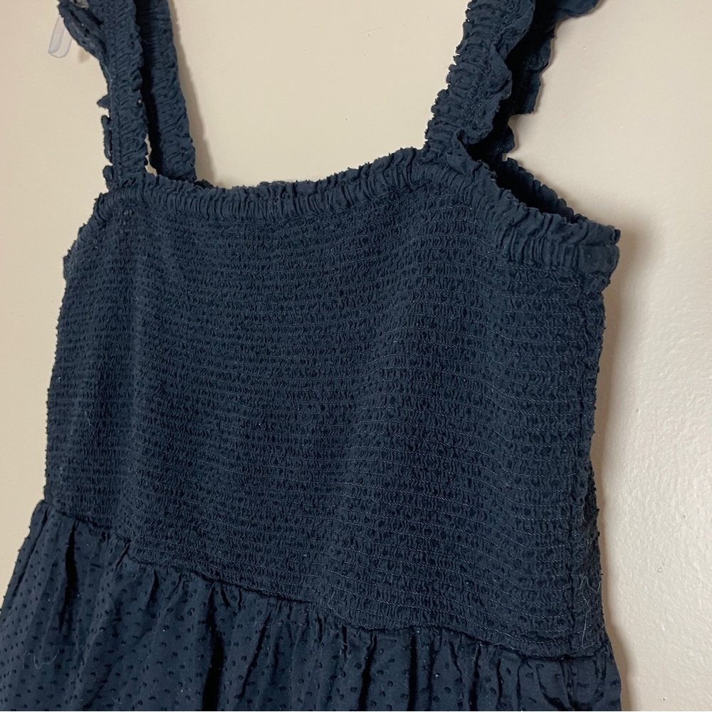 J. Crew Midi Dress Size Medium Black Tiered Smocked Square Neck - Picture 7 of 12